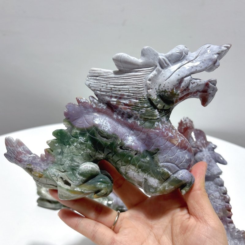 3 Pieces Ocean Jasper China Dragon Carving - Wholesale Crystals