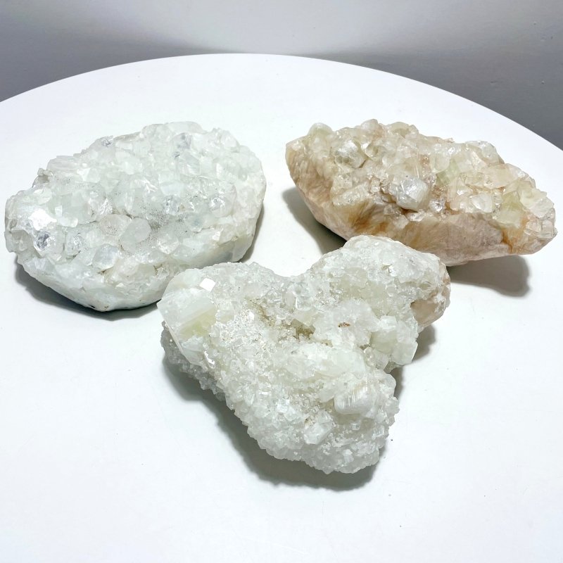 3 Pieces Raw Large Apophyllite Stone - Wholesale Crystals