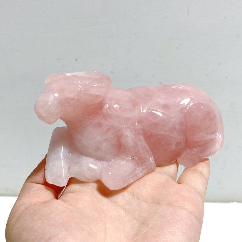 3 Pieces Rose Quartz Cattle Carving -Wholesale Crystals