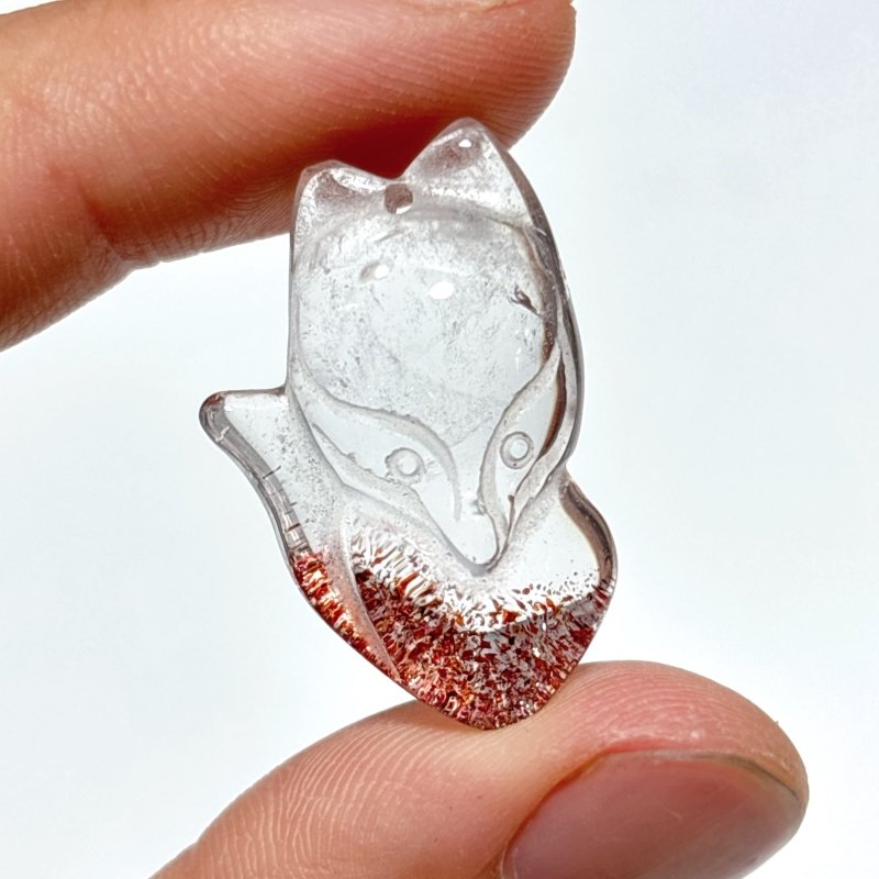 3 Pieces Super 7 Strawberry Quartz Fox Pendant - Wholesale Crystals