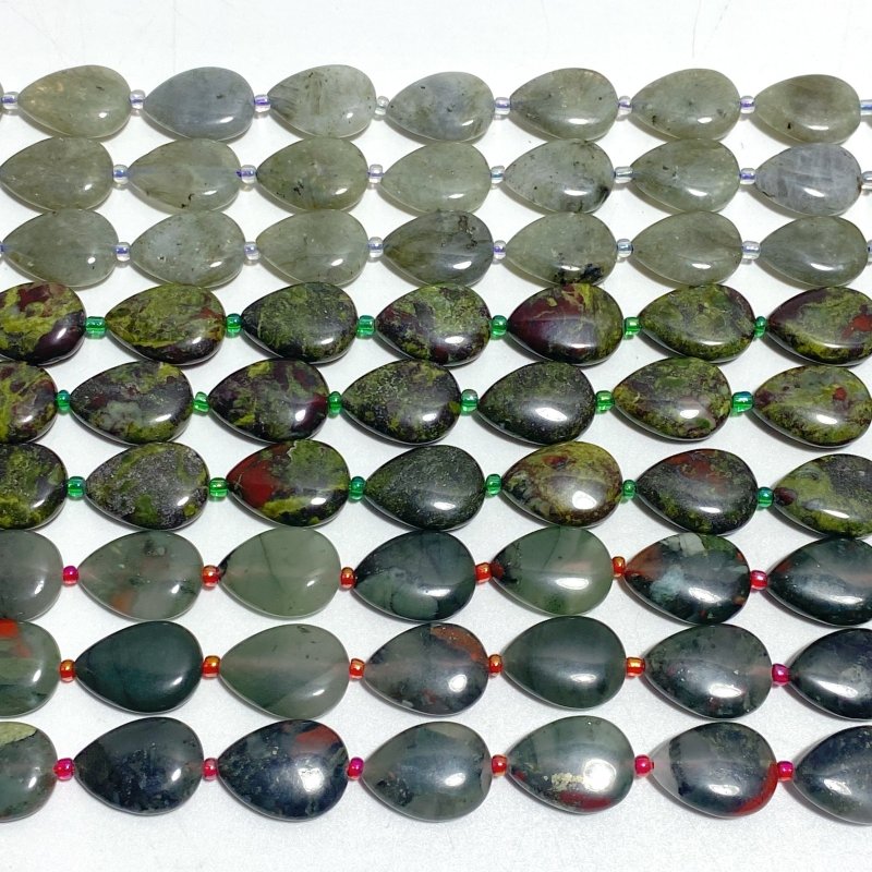 3 Types Mini Drilled Waterdrop Shape DIY Beads Strands Wholesale Dragon Blood Stone Labradorite - Wholesale Crystals
