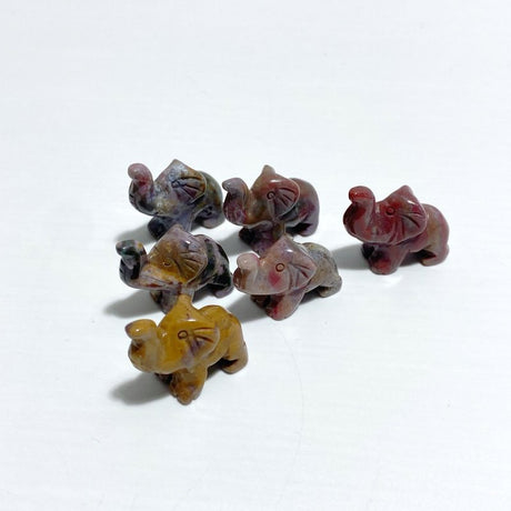3 Types Mini Elephant Carving Wholesale Rose Quartz Mookaite Ocean Jasper - Wholesale Crystals