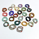 24 Types Crystal Beaded Rings Wholesale Moss Agate Chevron Amethyst Red Jasper