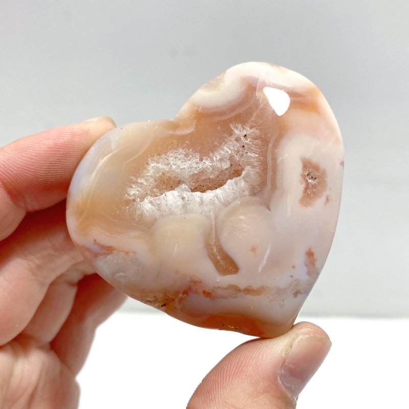 31 Pieces Geode Sakura Flower Agate Heart - Wholesale Crystals