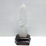 Large Clear Quartz Tower Point With Stand With Rainbow