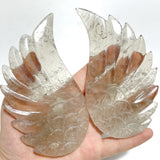 3 Pairs Angel Wing Carving With Stand Clear Quartz Smoky Quartz