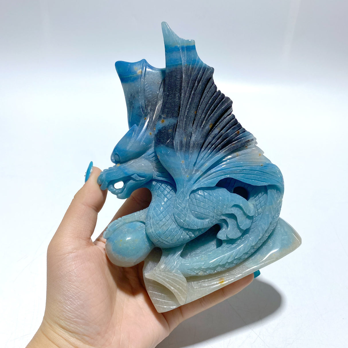 Unique Trolleite Stone Flying Dragon Carving
