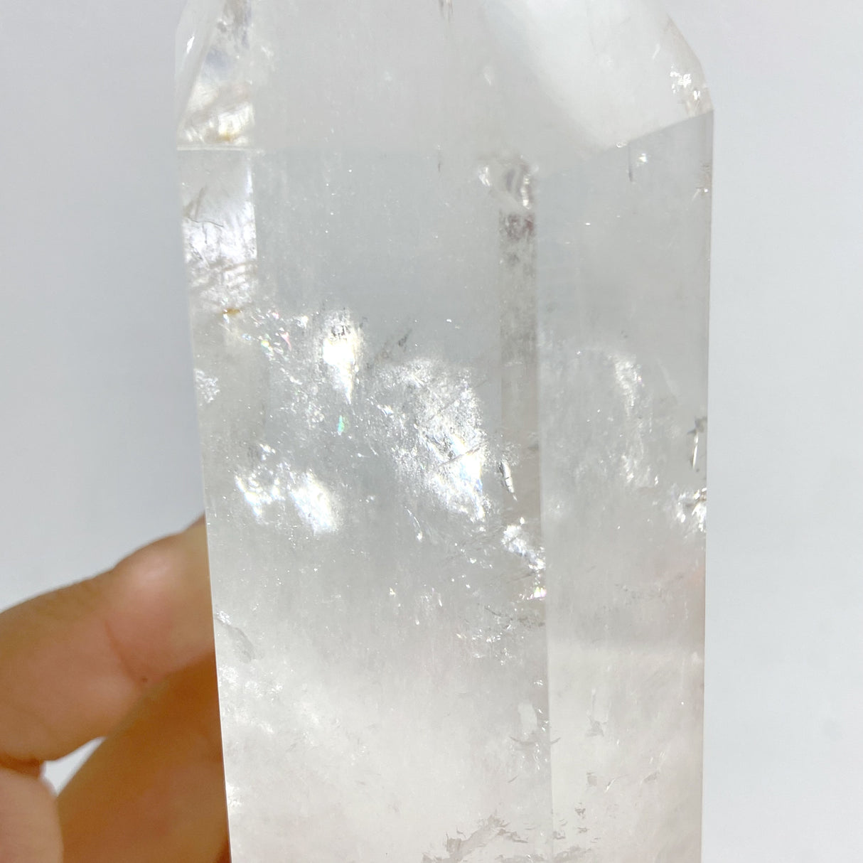 Large Clear Quartz Point Raw Bottom With Stand