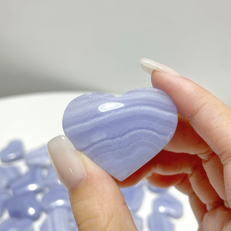 34 Pieces High Quality Blue Lace Agate Heart - Wholesale Crystals