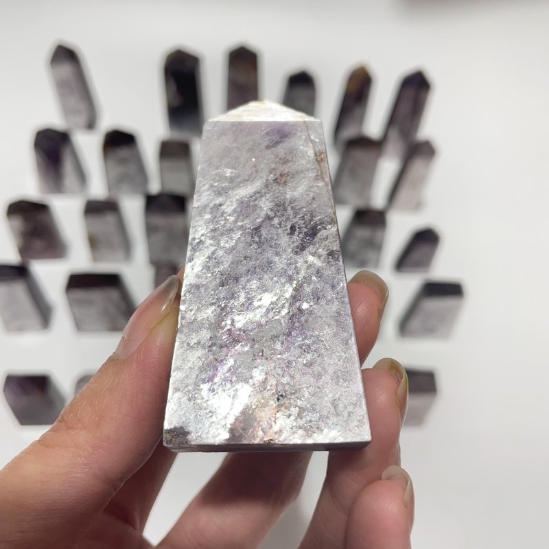 34 Pieces Purple Spark Lepidolite Four-Sided Tower -Wholesale Crystals