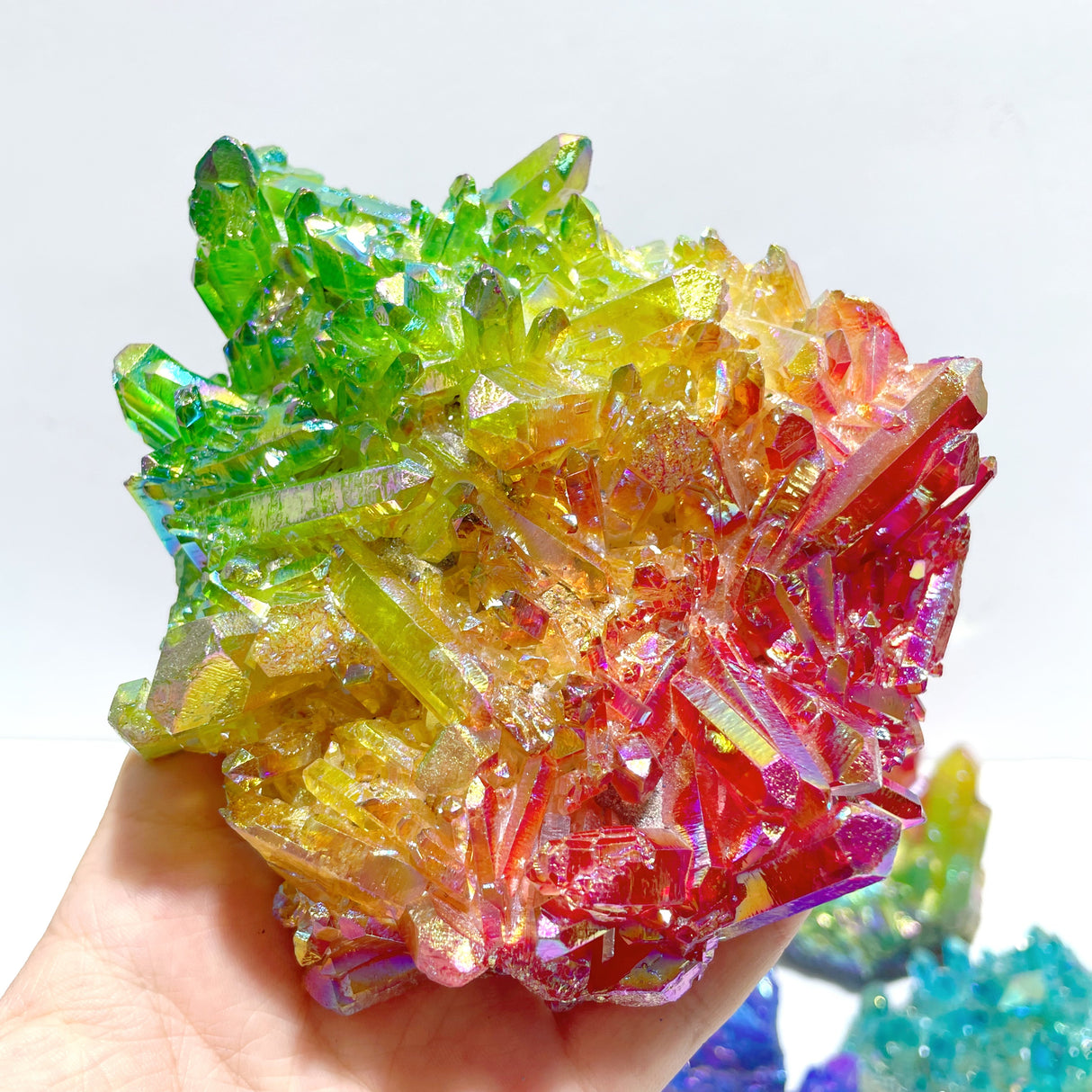 11 Pieces Aura Colorful Clear Quartz Cluster