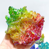 11 Pieces Aura Colorful Clear Quartz Cluster