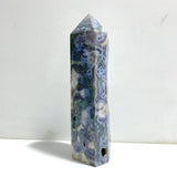 36.5CM Large Geode Druzy Moss Agate Four - sided Point - Wholesale Crystals