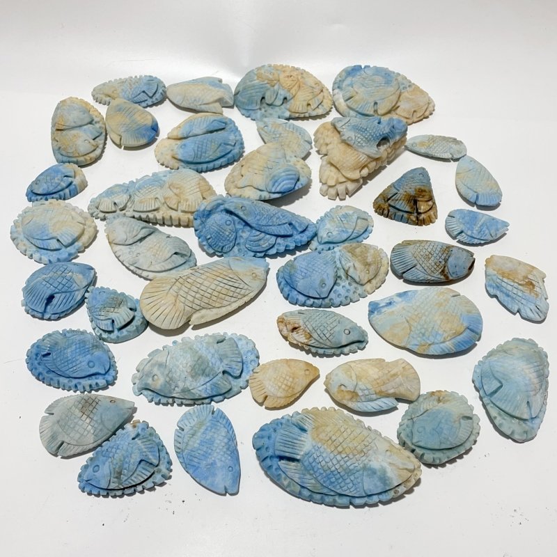 38 Pieces Blue Dumortierite Fish Carving - Wholesale Crystals