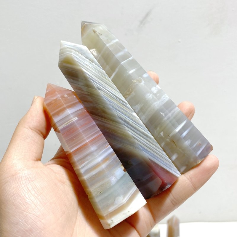 38 Pieces Stripe Agate Tower Points -Wholesale Crystals