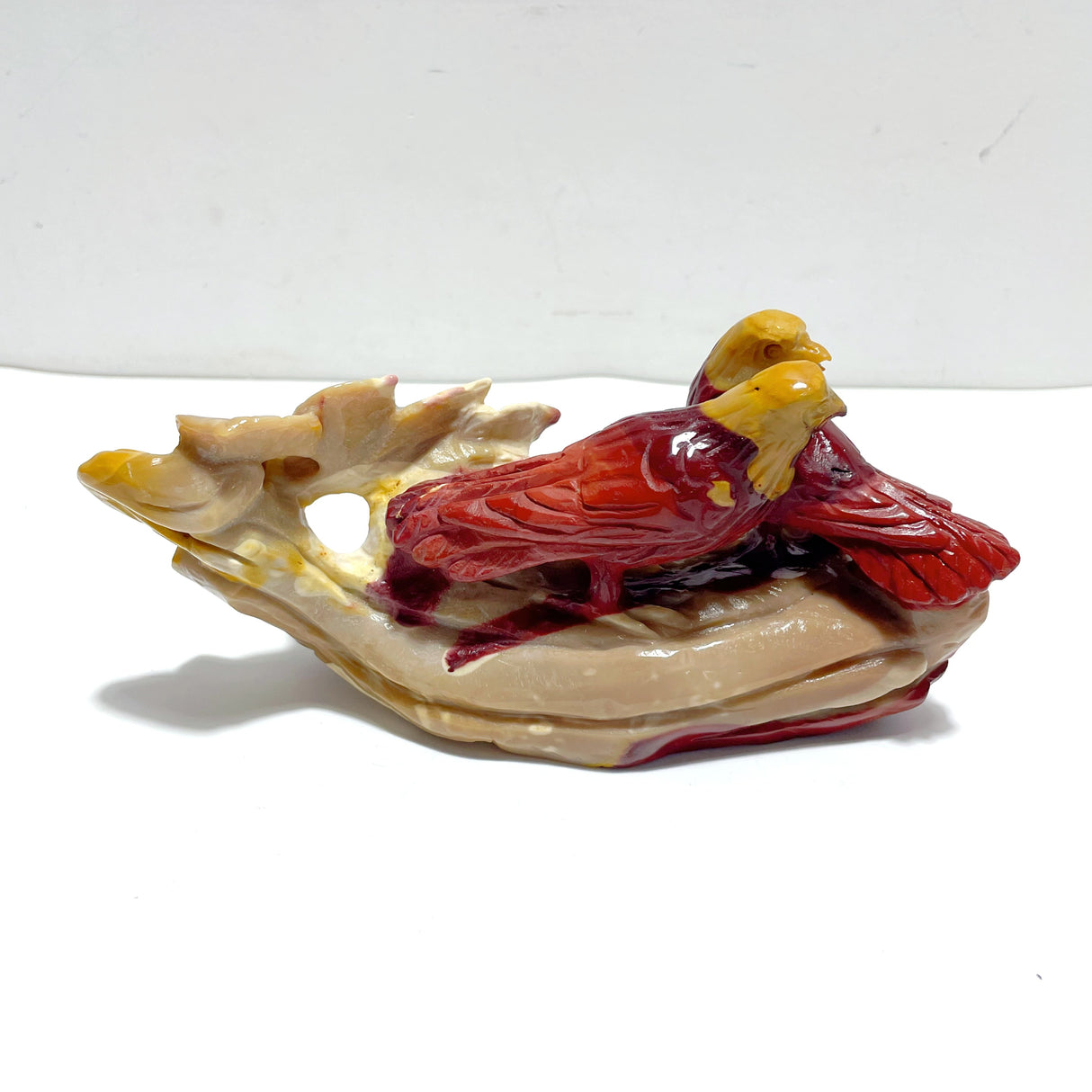 Unique Mookaite Two Birds Carving