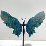 Blue Apatite Butterfly Wing Carving With Stand