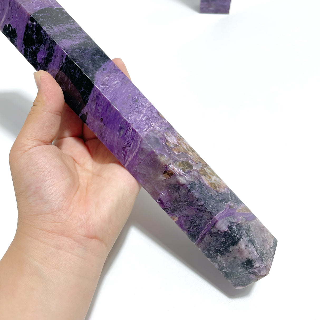 2 Pieces Charoite Four-sided Tower For Collection #A05