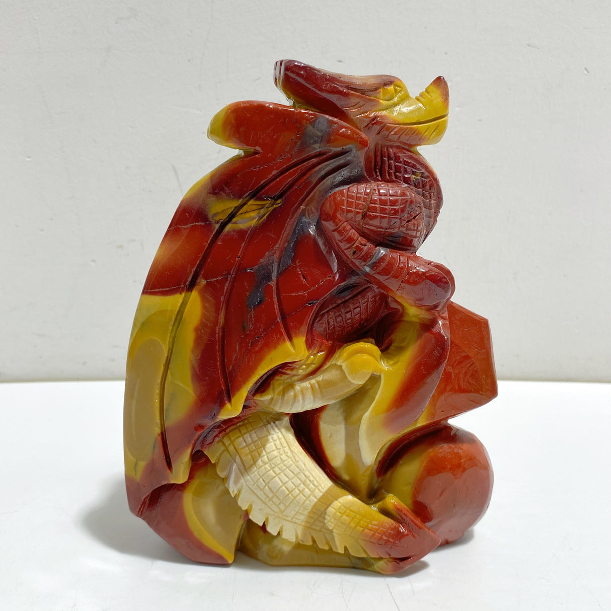 Unique Mookaite Flying Dragon Castle Carving #6