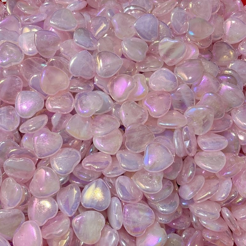 3cm Aura Rose Quarz Heart Crystal Wholesale - Wholesale Crystals