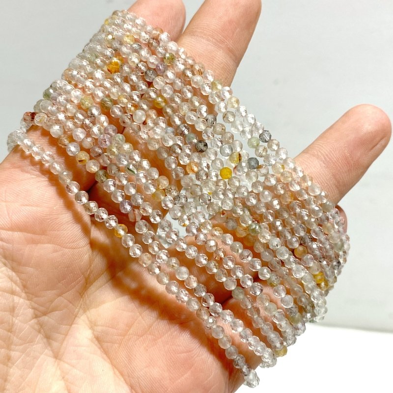 3MM Multi - Faceted mini Bead Bracelets Wholesale Topaz Ruby Sunstone - Wholesale Crystals