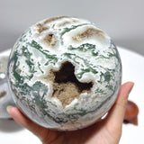 3Pieces Large Geode Moss Agate Large Sphere - Wholesale Crystals