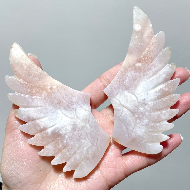 4 Pairs Beautiful Agate Small Pegasus Wing Carving With Stand - Wholesale Crystals