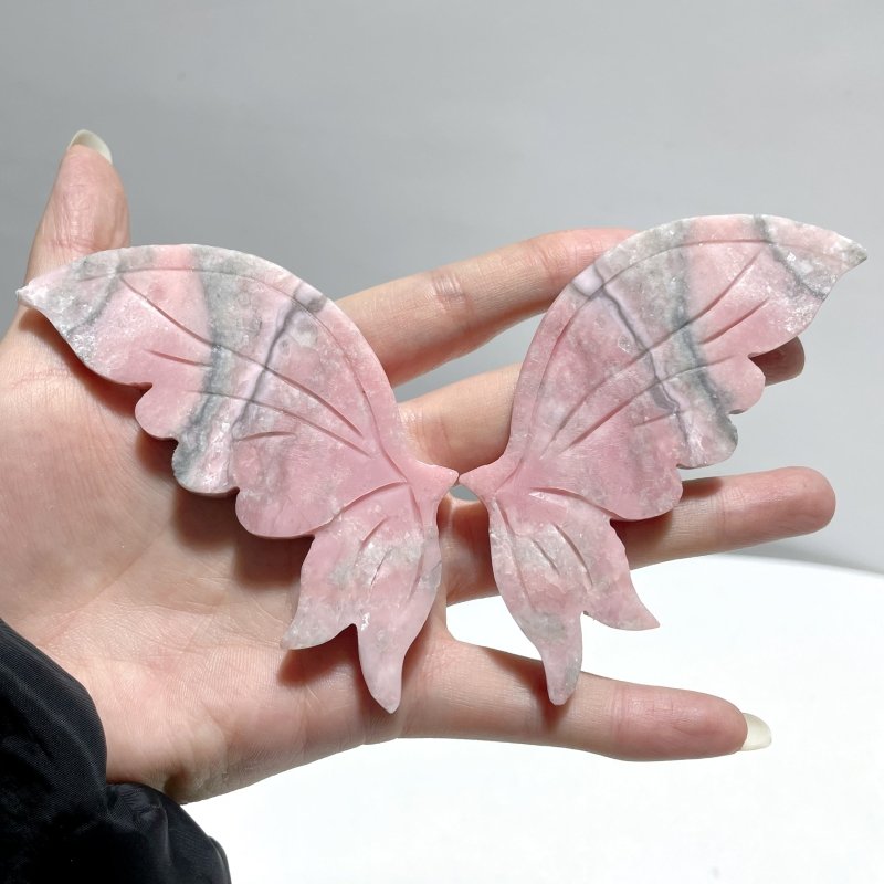 4 Pairs Cute Pink Opal Butterfly Wing Carving With Stand - Wholesale Crystals