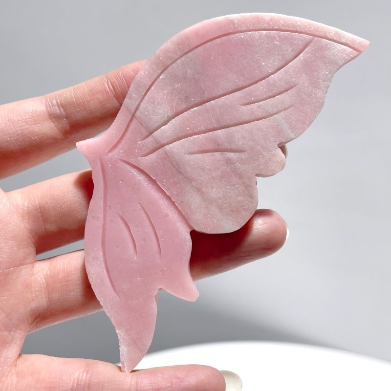 4 Pairs Cute Pink Opal Butterfly Wing Carving With Stand - Wholesale Crystals