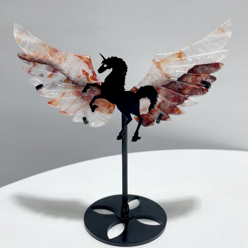 4 Pairs Fire Quartz Beautiful Pegasus Wing Carving With Stand - Wholesale Crystals