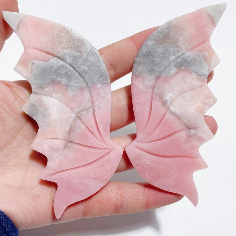 4 Pairs Flying Dragon Wing With Stand Pink Opal Amazonite - Wholesale Crystals