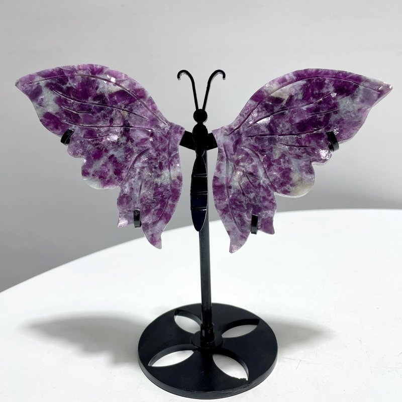 4 Pairs Lepidolite Butterfly Wing Carving With Stand - Wholesale Crystals