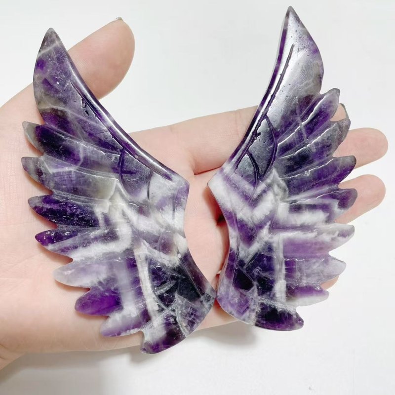 4 Pairs Pegasus Wing With Stand Chevron Amethyst Dragon Blood Stone - Wholesale Crystals