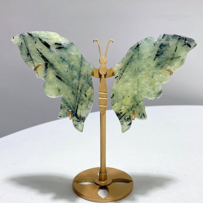 4 Pairs Prehnite Butterfly Wing With Stand - Wholesale Crystals