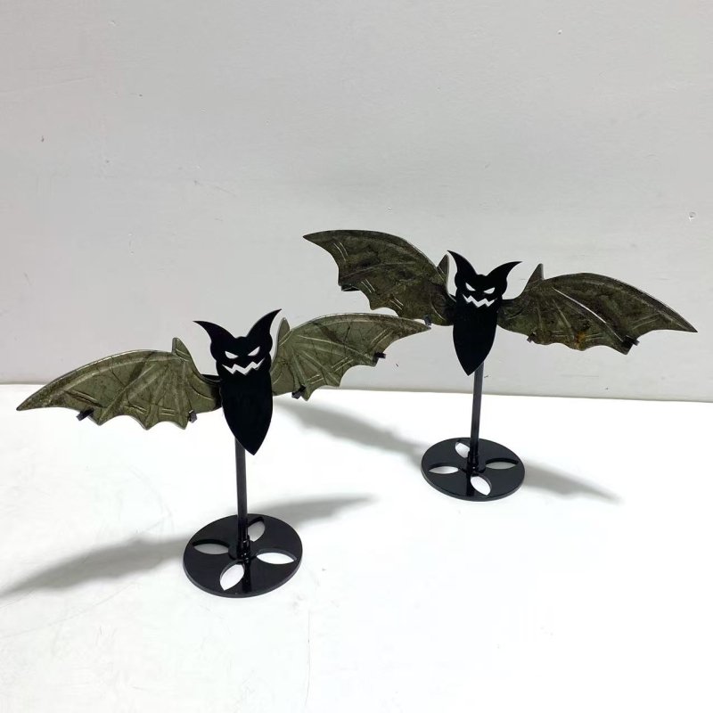 4 Pairs Pyrite Bat Wing Carving With Stand - Wholesale Crystals