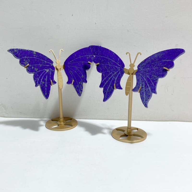 4 Pairs Small Lapis Lazuli Butterfly Carving With Stand -Wholesale Crystals