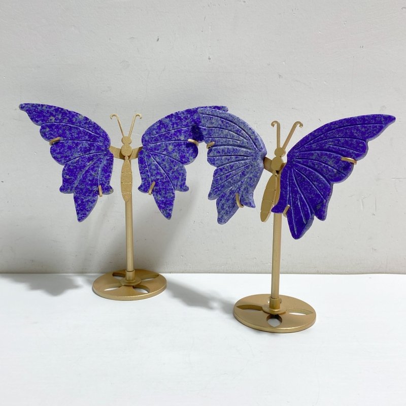 4 Pairs Small Lapis Lazuli Butterfly Carving With Stand -Wholesale Crystals