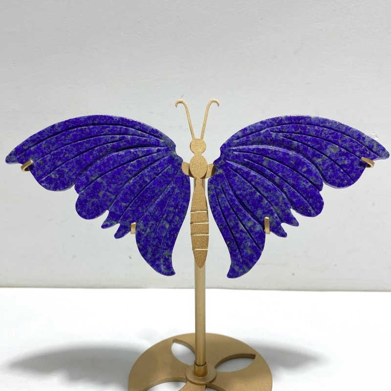4 Pairs Small Lapis Lazuli Butterfly Wing Carving With Stand - Wholesale Crystals