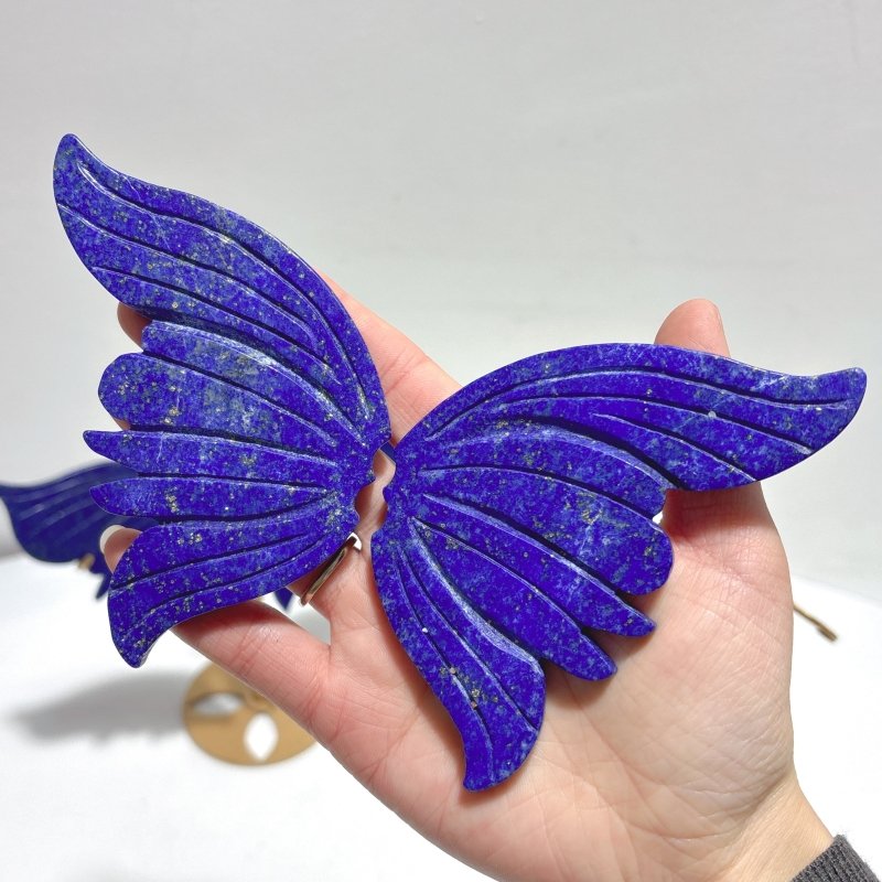 4 Pairs Small Lapis Lazuli Butterfly Wing Carving With Stand - Wholesale Crystals