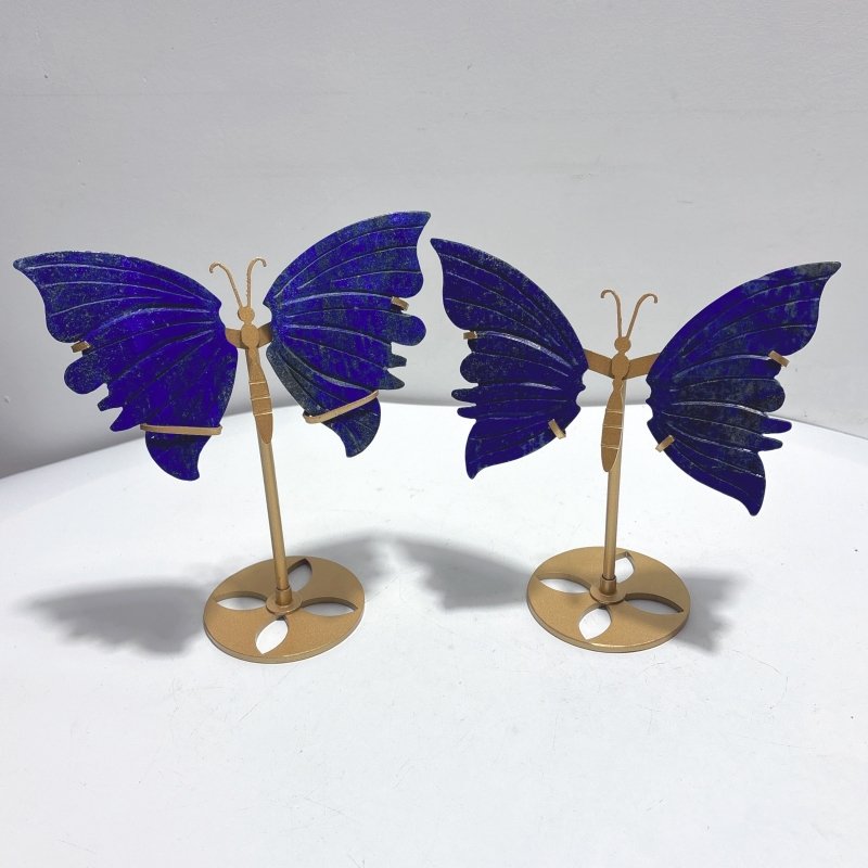 4 Pairs Small Lapis Lazuli Butterfly Wing Carving With Stand - Wholesale Crystals