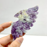 4 Pairs Spark Lepidolite Demon Angel Wing Carving With Stand - Wholesale Crystals
