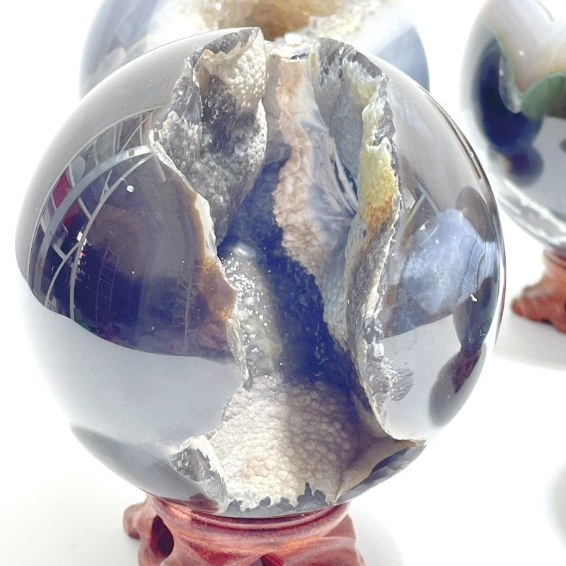 4 Pieces Beautiful Geode Agate Spheres - Wholesale Crystals