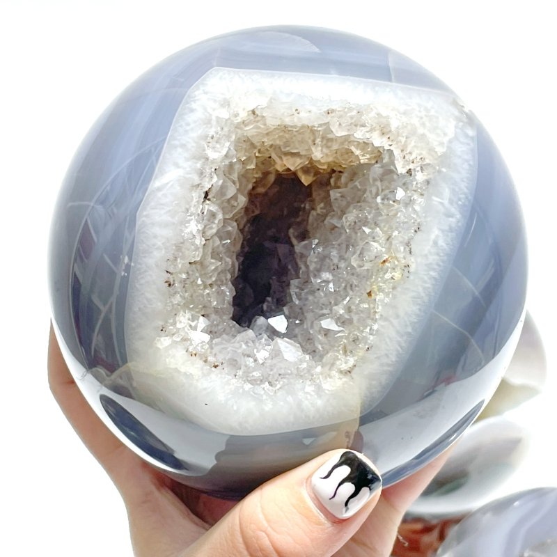 4 Pieces Beautiful Geode Agate Spheres - Wholesale Crystals