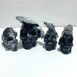 4 Pieces Black Clear Quartz Cluster Skull Carving - Wholesale Crystals