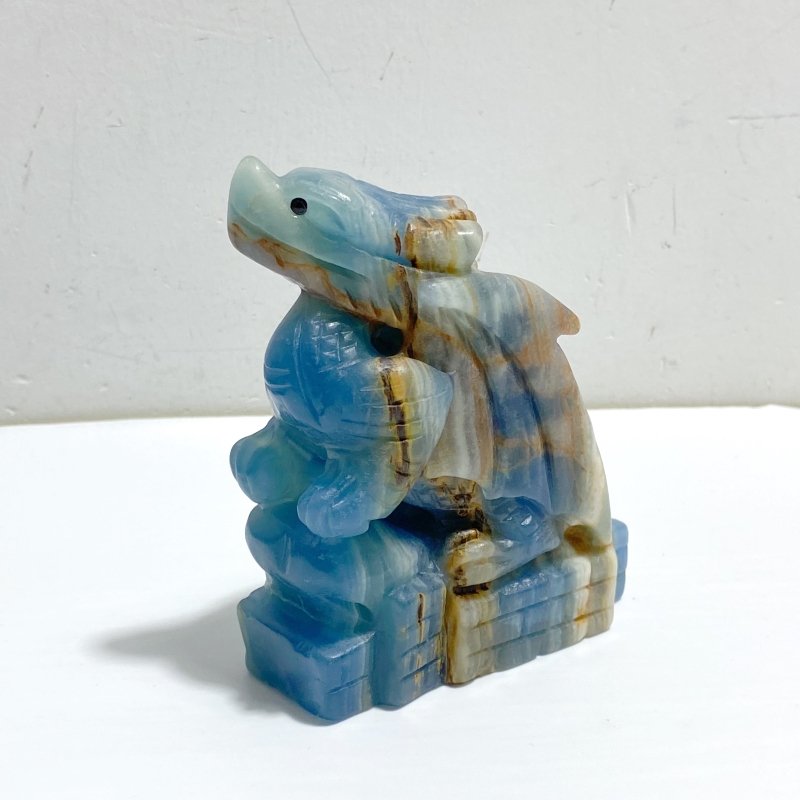 4 Pieces Blue Onyx Flying Dragon Castle Carving -Wholesale Crystals