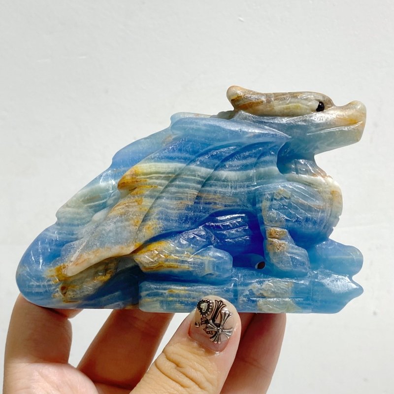 4 Pieces Blue Onyx Flying Dragon Castle Carving -Wholesale Crystals