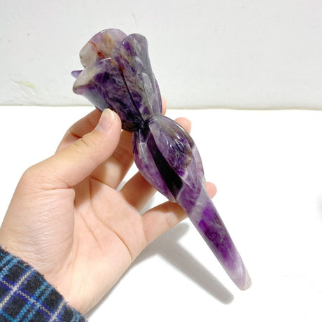4 Pieces Chevron Amethyst Flower Carving With Stand - Wholesale Crystals