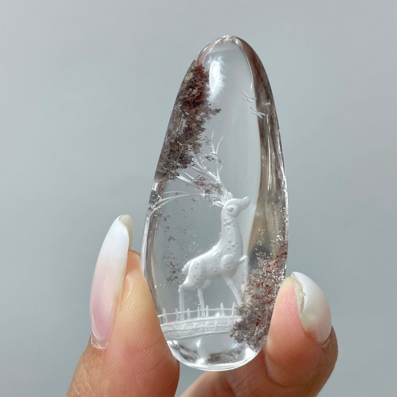 4 Pieces Deer Garden Quartz Inner Scene Carving - Wholesale Crystals