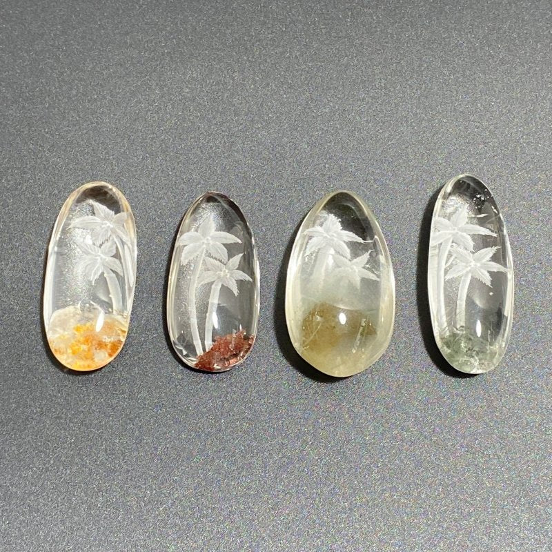 4 Pieces Flower&Tree Garden Quartz Inner Scene Carving -Wholesale Crystals