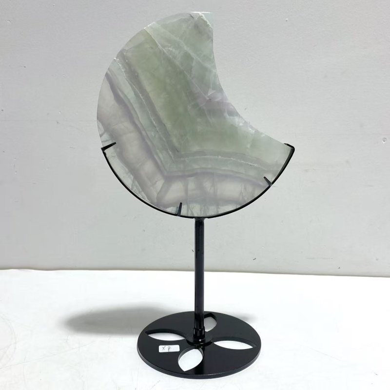 4 Pieces Fluorite Moon Carving With Stand - Wholesale Crystals